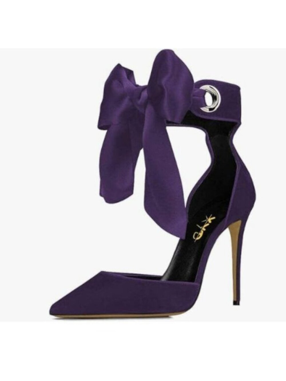 XYD Women Strappy Bow Knot Closed Pointed Toe Pumps Ankle Strap High Heel Shoes